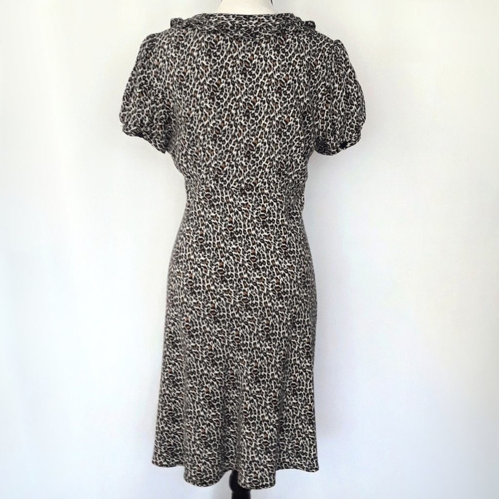 AGB Retro Leopard Print A Line Short Puff Sleeve … - image 5